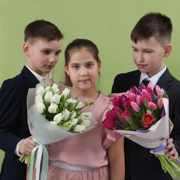 Шикарный букет белых тюльпанов