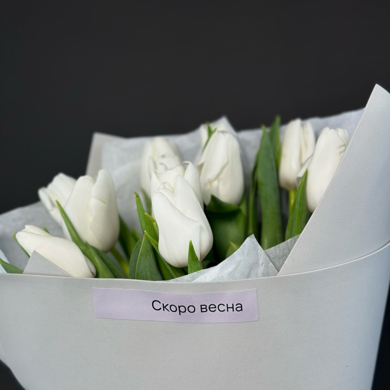 11 белых тюльпанов