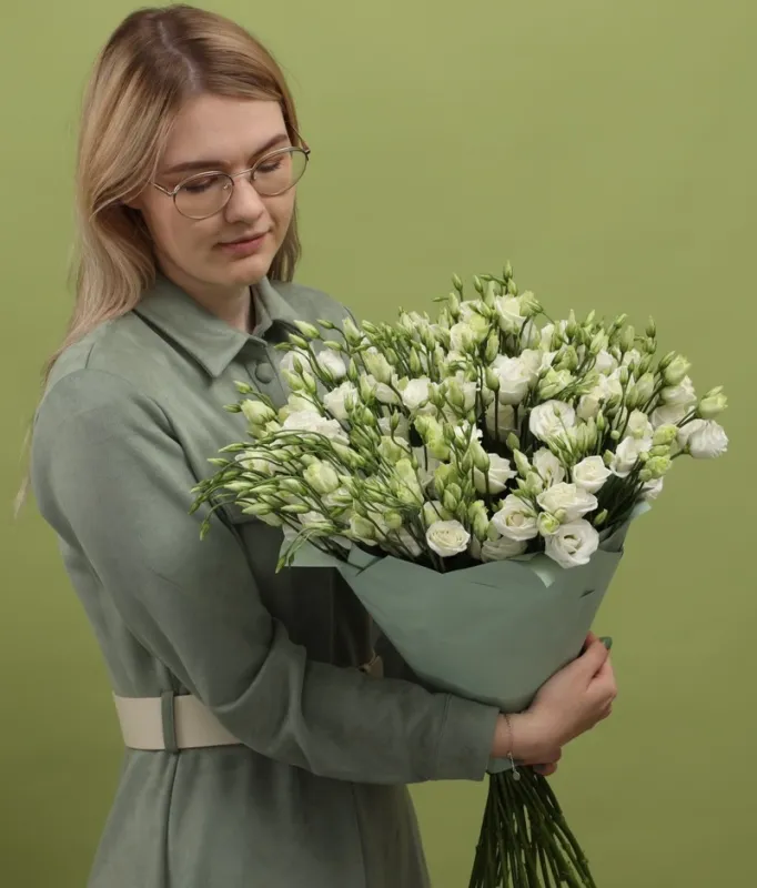 Монобукет из 21 эустомы