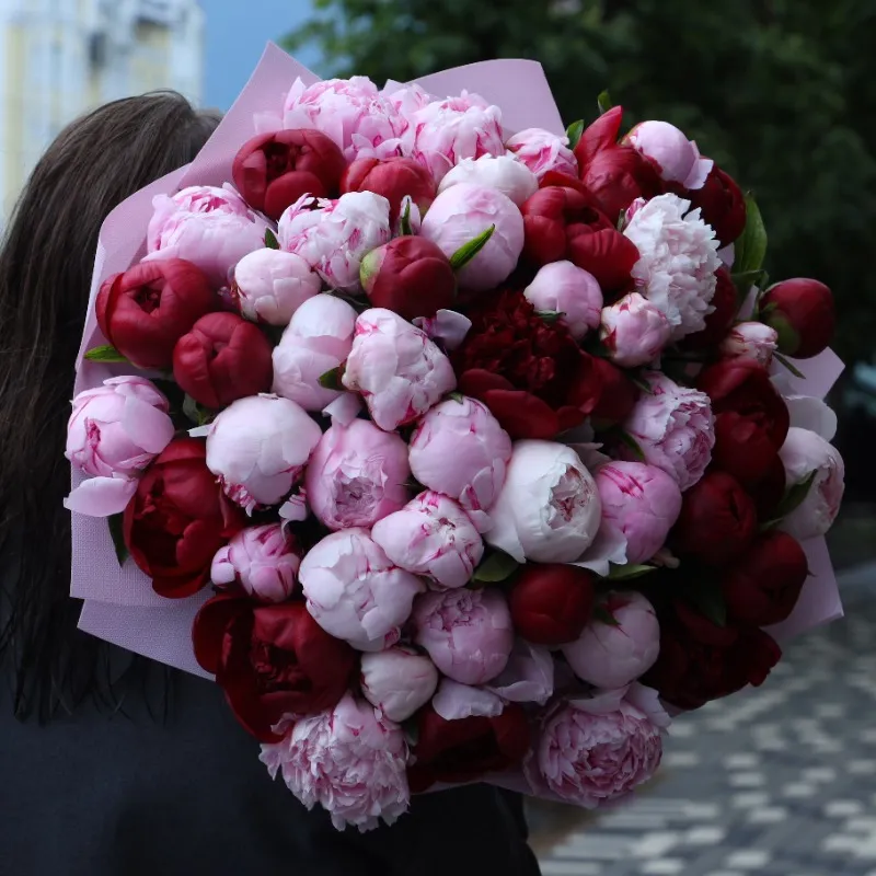 Букет "51 пион микс"
