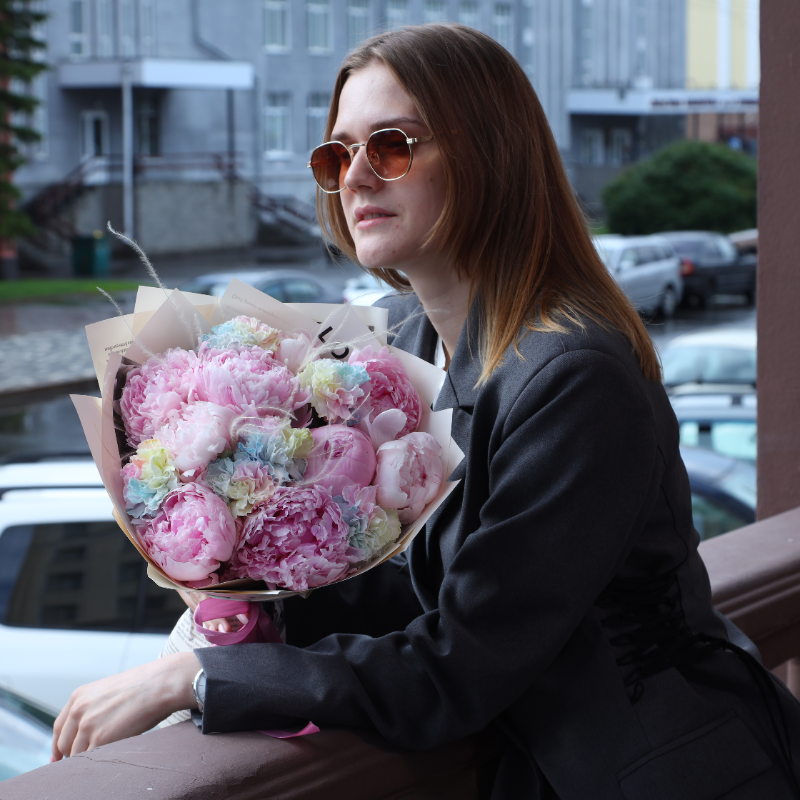 Дуобукет "Пионы и Диантус"